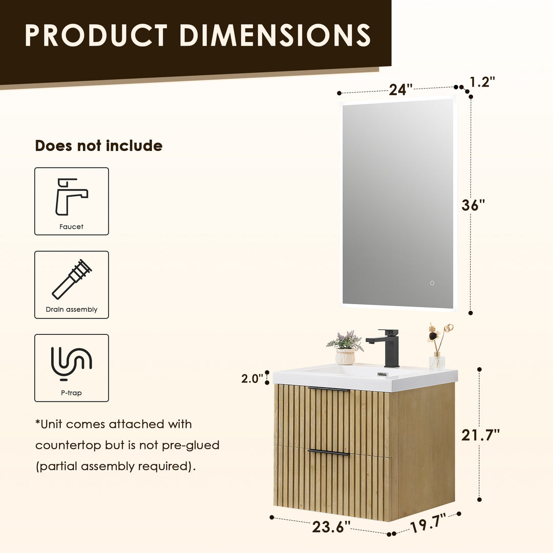 Livia 24" Wall-mounted Single Bathroom Vanity