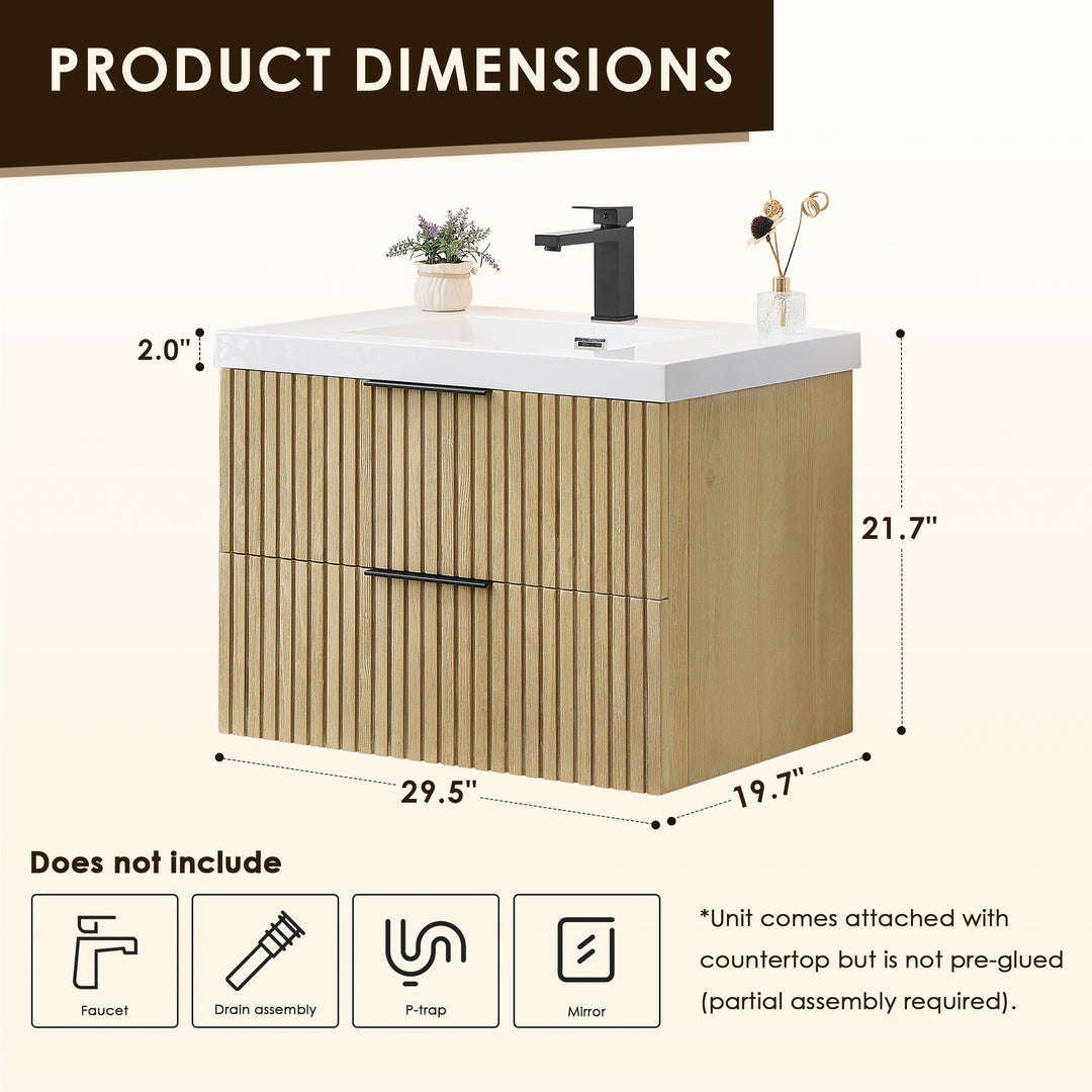 Livia 30" Wall-mounted Single Bathroom Vanity