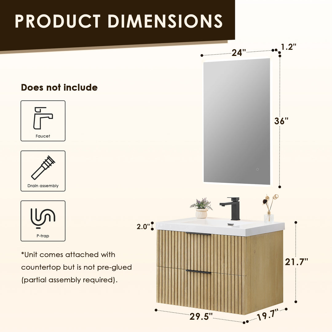 Livia 30" Wall-mounted Single Bathroom Vanity