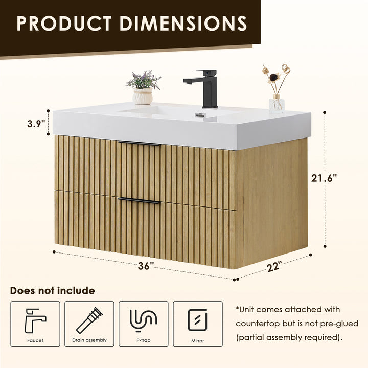 Livia 36" Wall-mounted Single Bathroom Vanity