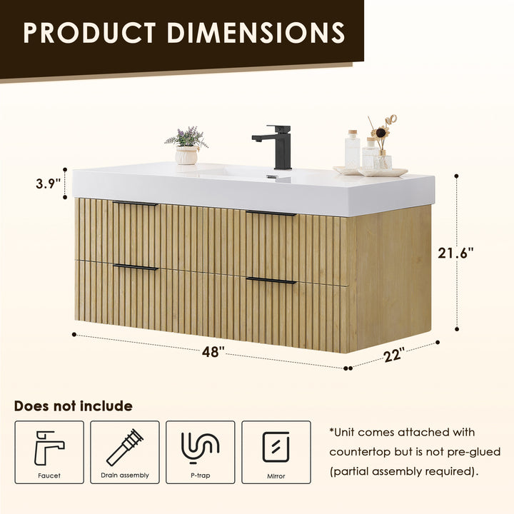 Livia 48" Wall-mounted Single Bathroom Vanity
