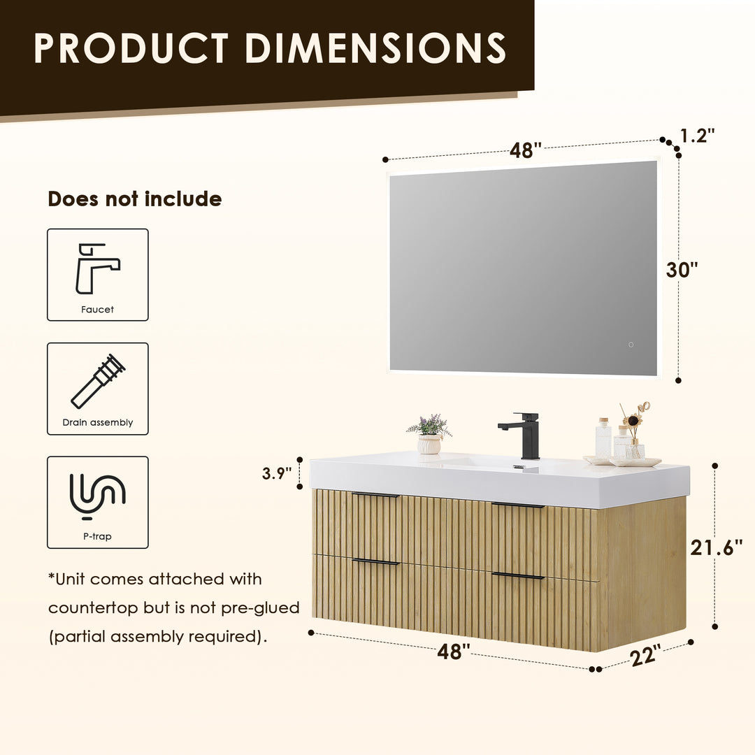 Livia 48" Wall-mounted Single Bathroom Vanity