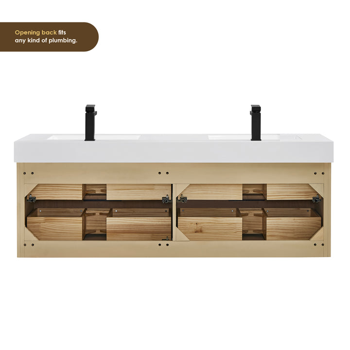 Livia 60" Wall-mounted Double Bathroom Vanity