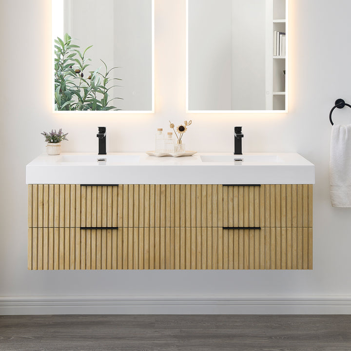 Livia 60" Wall-mounted Double Bathroom Vanity