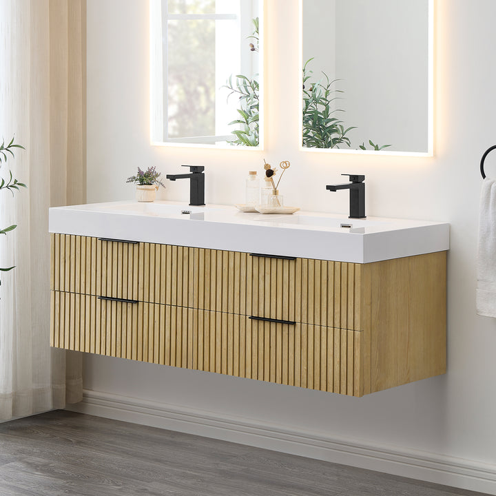 Livia 60" Wall-mounted Double Bathroom Vanity