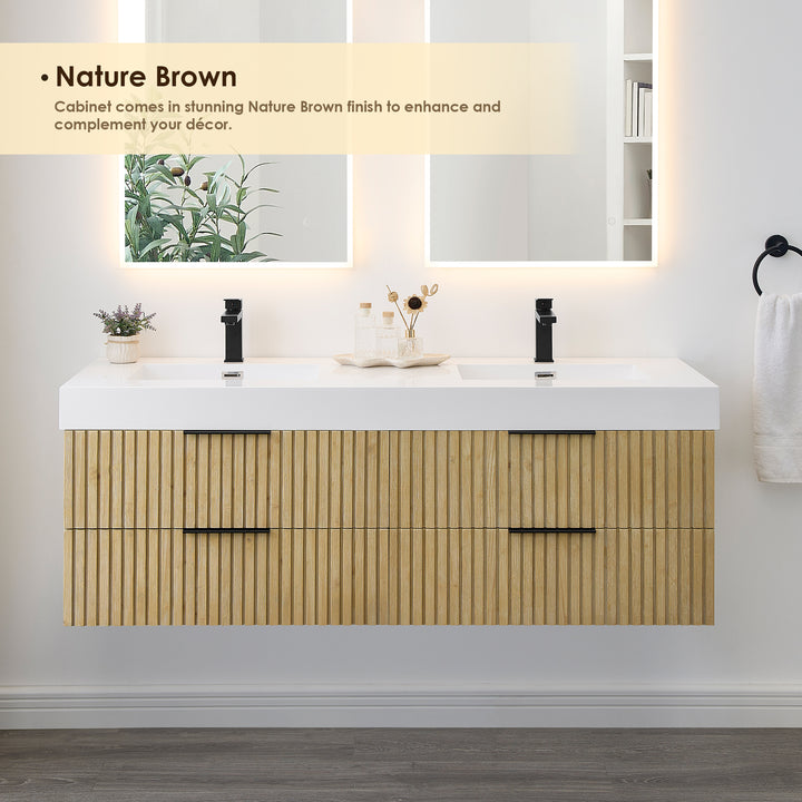 Livia 60" Wall-mounted Double Bathroom Vanity