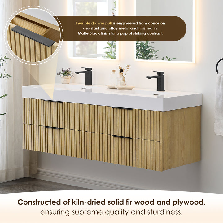 Livia 60" Wall-mounted Double Bathroom Vanity