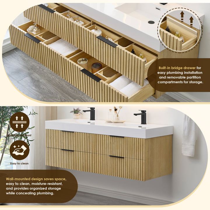 Livia 60" Wall-mounted Double Bathroom Vanity