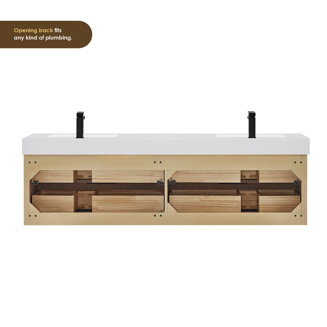 Livia 72" Wall-mounted Double Bathroom Vanity