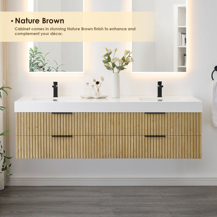 Livia 72" Wall-mounted Double Bathroom Vanity