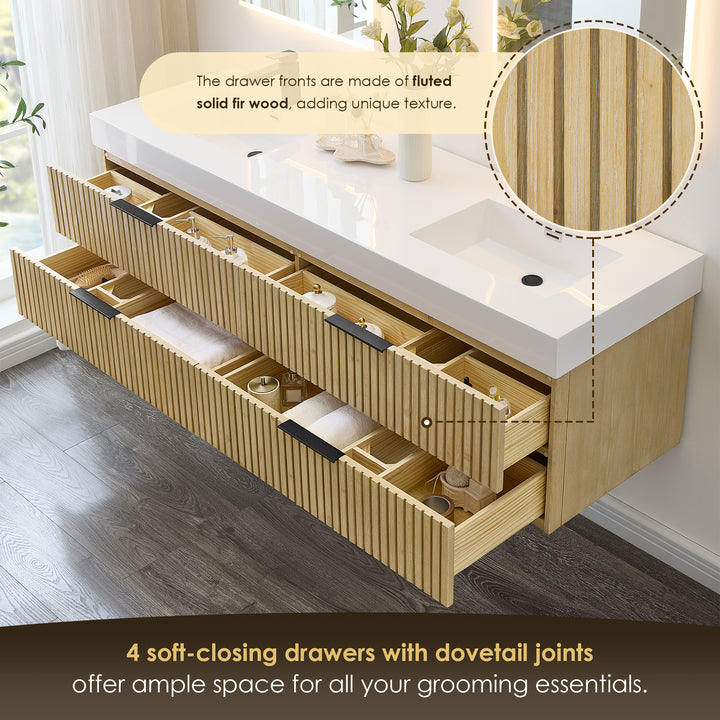 Livia 72" Wall-mounted Double Bathroom Vanity