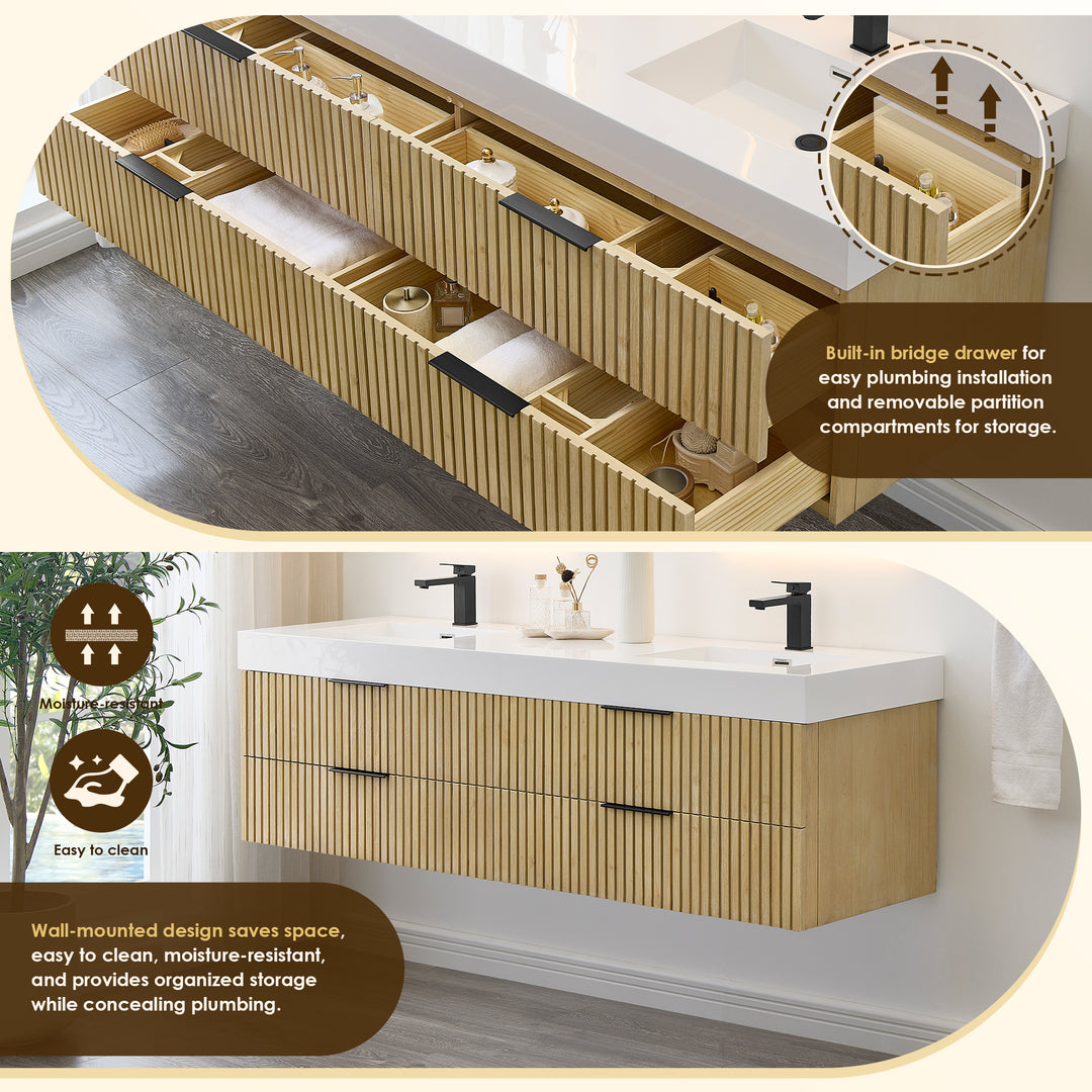 Livia 72" Wall-mounted Double Bathroom Vanity