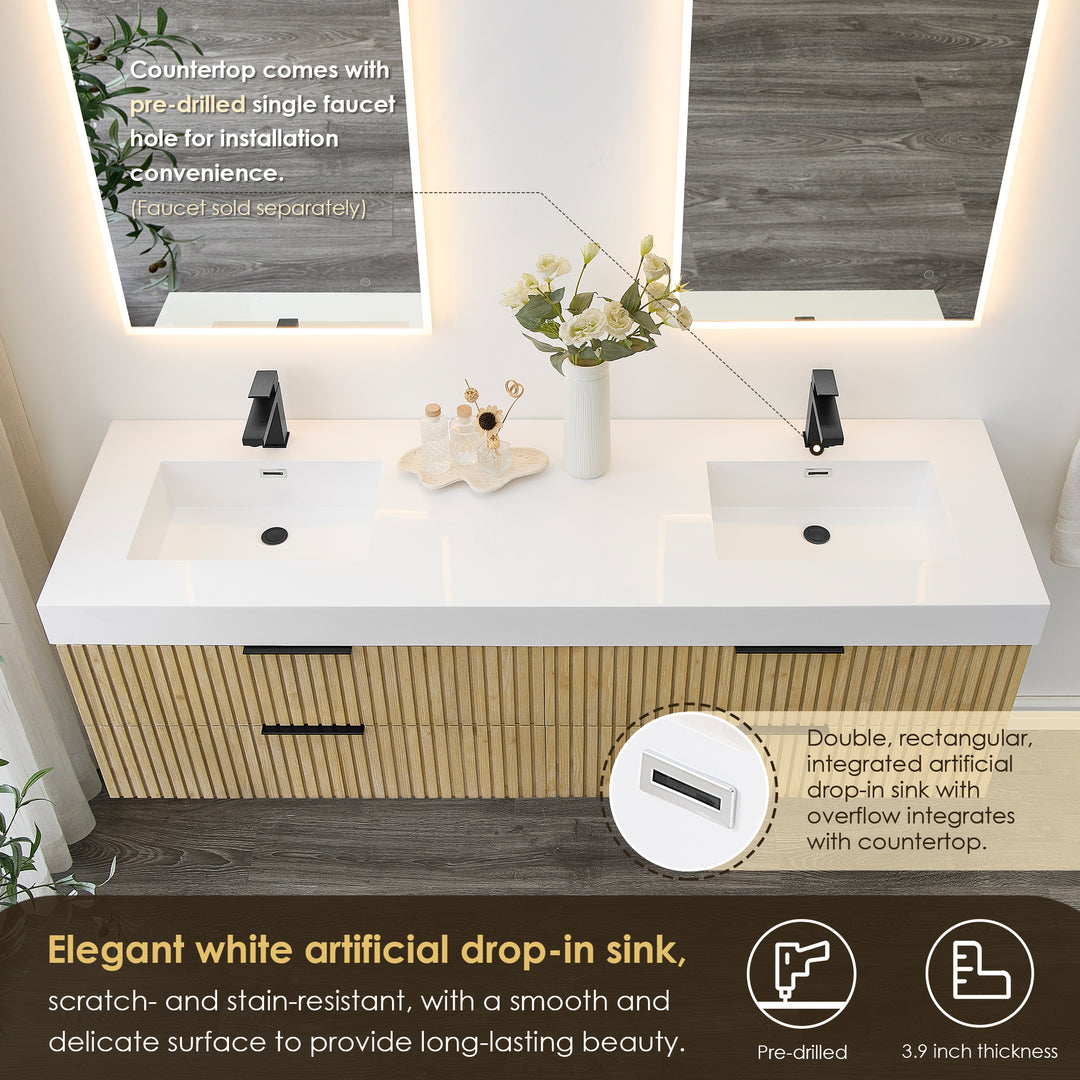 Livia 72" Wall-mounted Double Bathroom Vanity