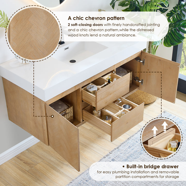 Siena 48" Wall-mounted Single Bathroom Vanity