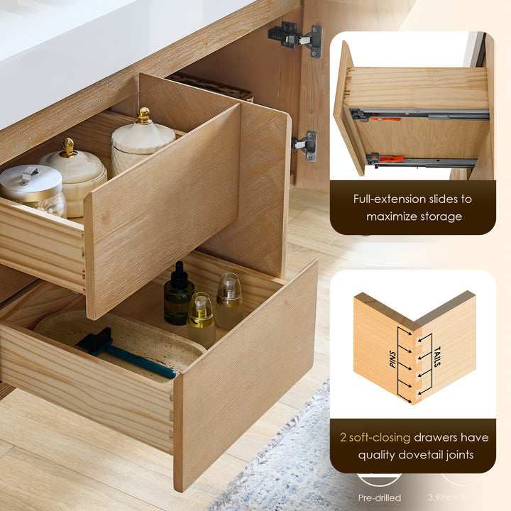 Siena 60" Wall-mounted Double Bathroom Vanity