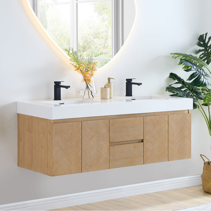 Siena 60" Wall-mounted Double Bathroom Vanity