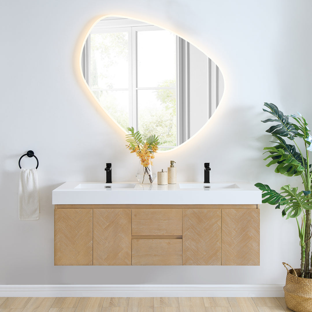 Siena 60" Wall-mounted Double Bathroom Vanity