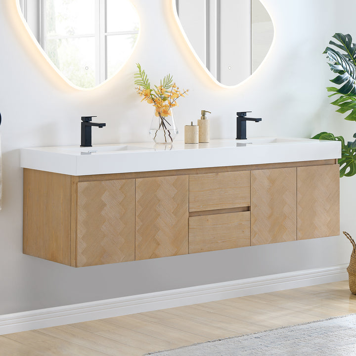 Siena 72" Wall-mounted Double Bathroom Vanity