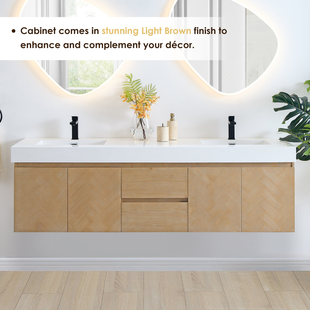Siena 72" Wall-mounted Double Bathroom Vanity