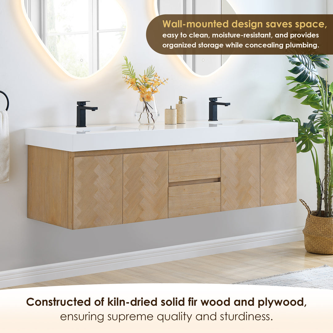 Siena 72" Wall-mounted Double Bathroom Vanity