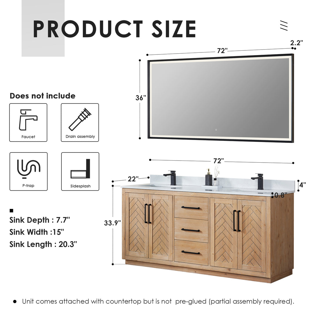 Anais 72" Double Bathroom Vanity