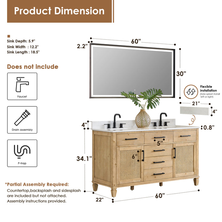 Salome 60" Double Bathroom Vanity