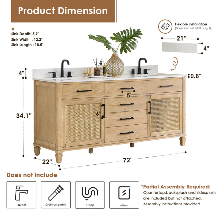 Salome 72" Double Bathroom Vanity