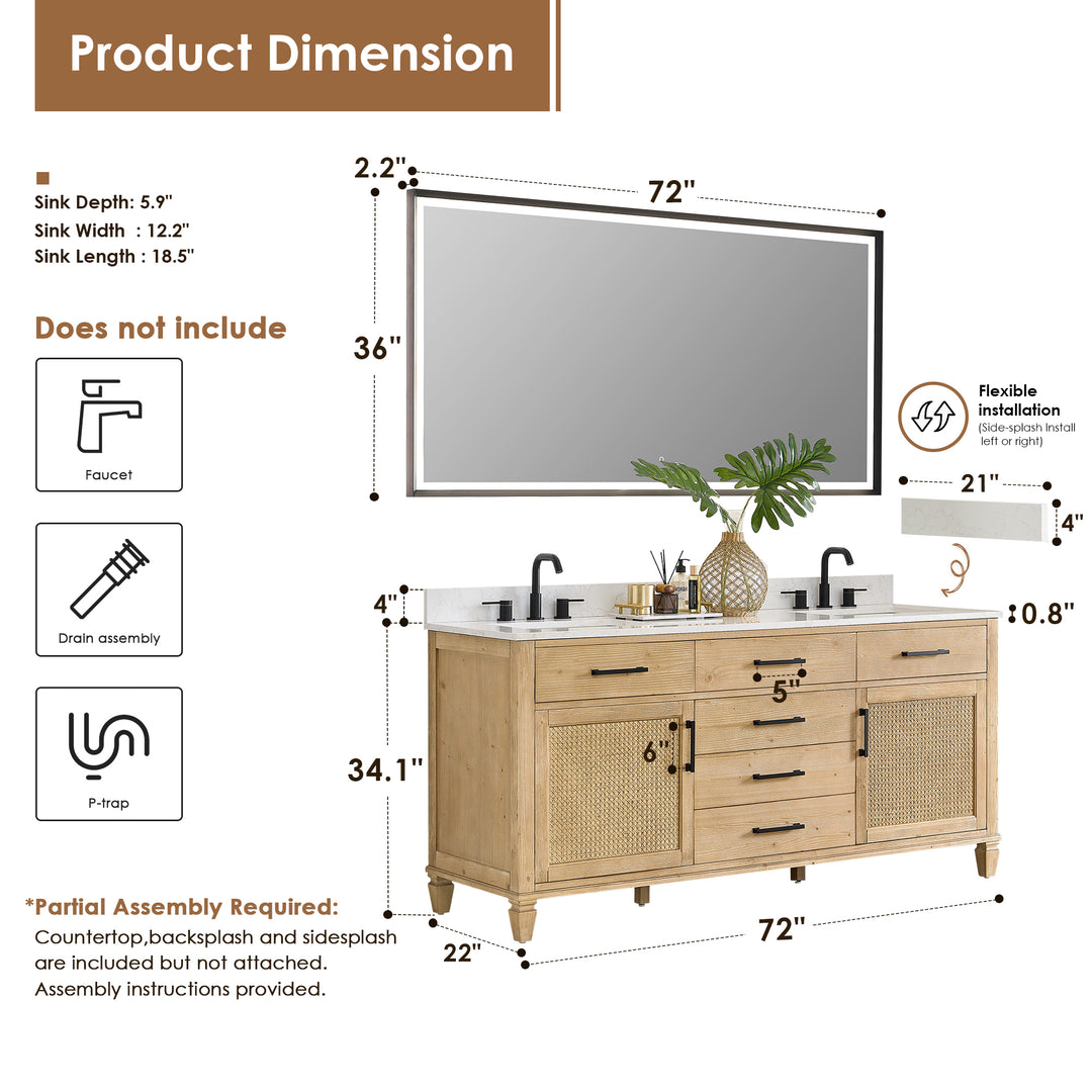 Salome 72" Double Bathroom Vanity
