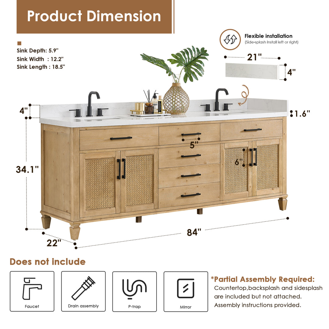Salome 84" Double Bathroom Vanity