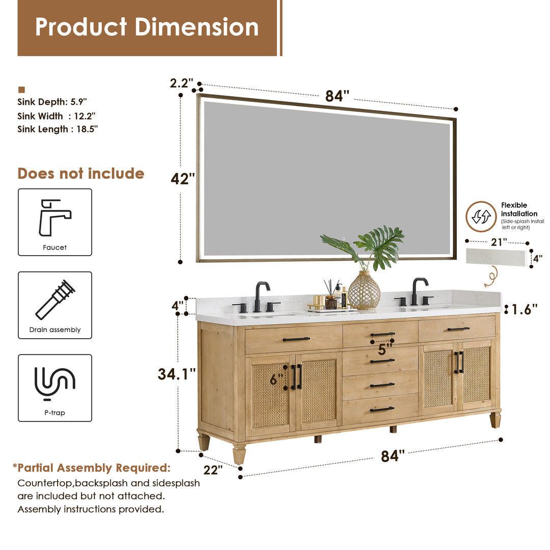 Salome 84" Double Bathroom Vanity