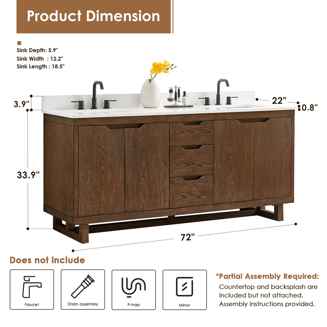 Mowry 72" Double Bathroom Vanity