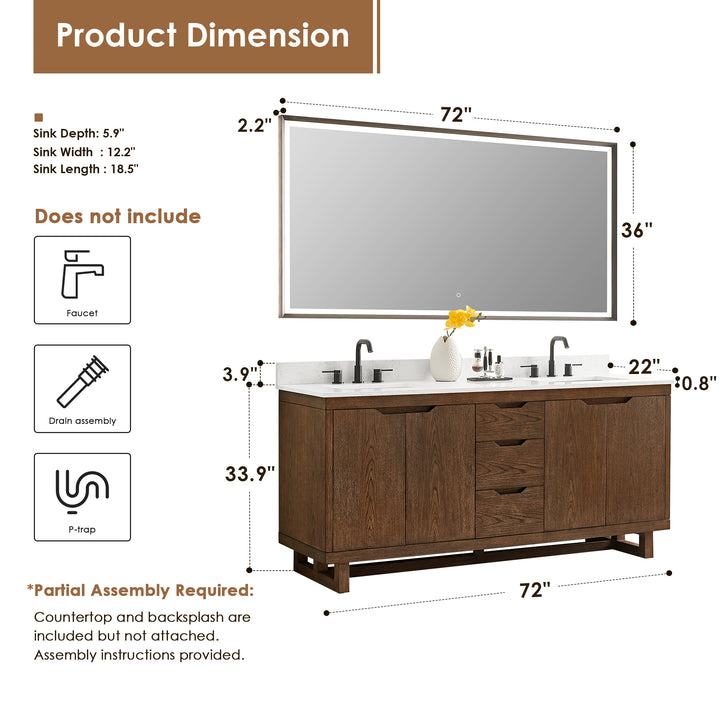 Mowry 72" Double Bathroom Vanity