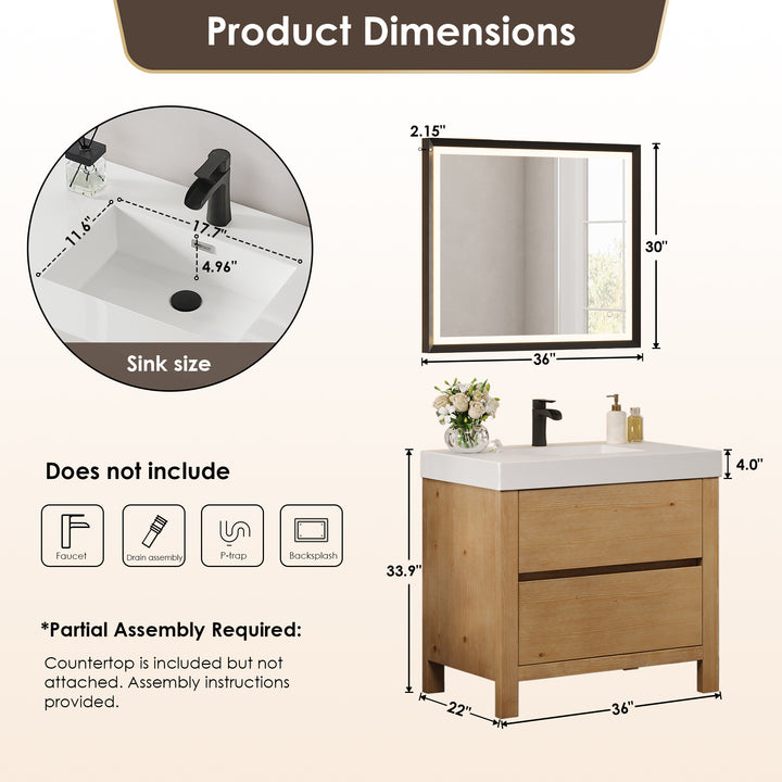 Cascadia 36" Single Bathroom Vanity