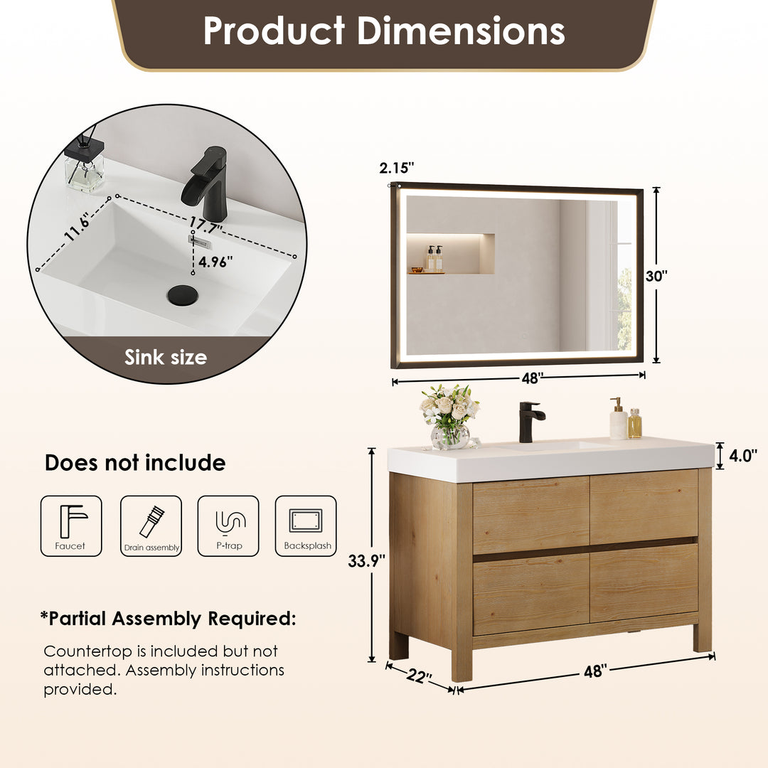 Cascadia 48" Single Bathroom Vanity