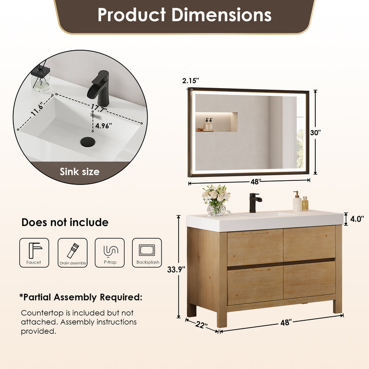 Cascadia 48" Single Bathroom Vanity