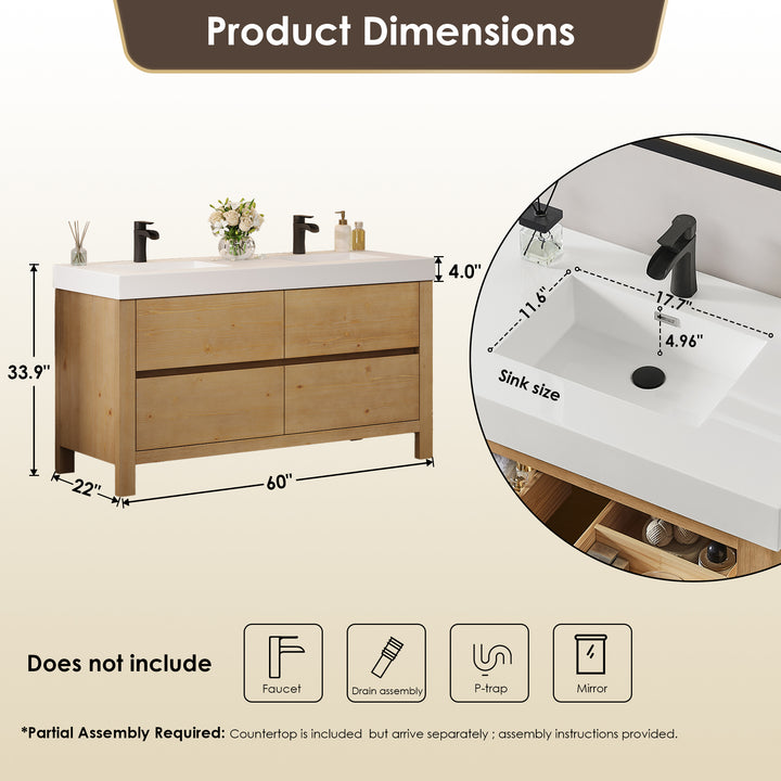 Cascadia 60" Double Bathroom Vanity