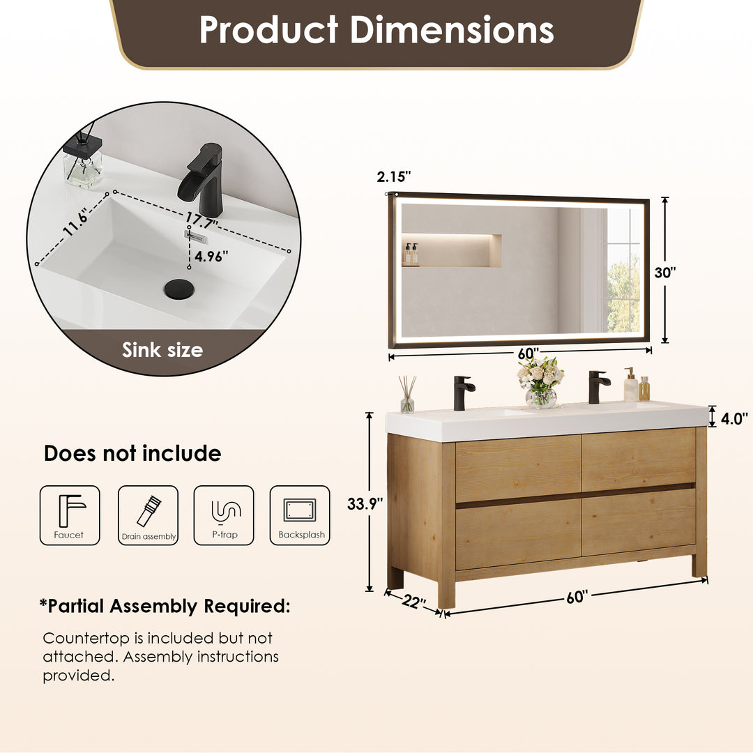 Cascadia 60" Double Bathroom Vanity