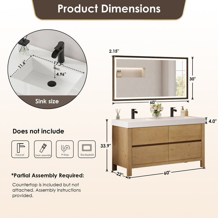 Cascadia 60" Double Bathroom Vanity