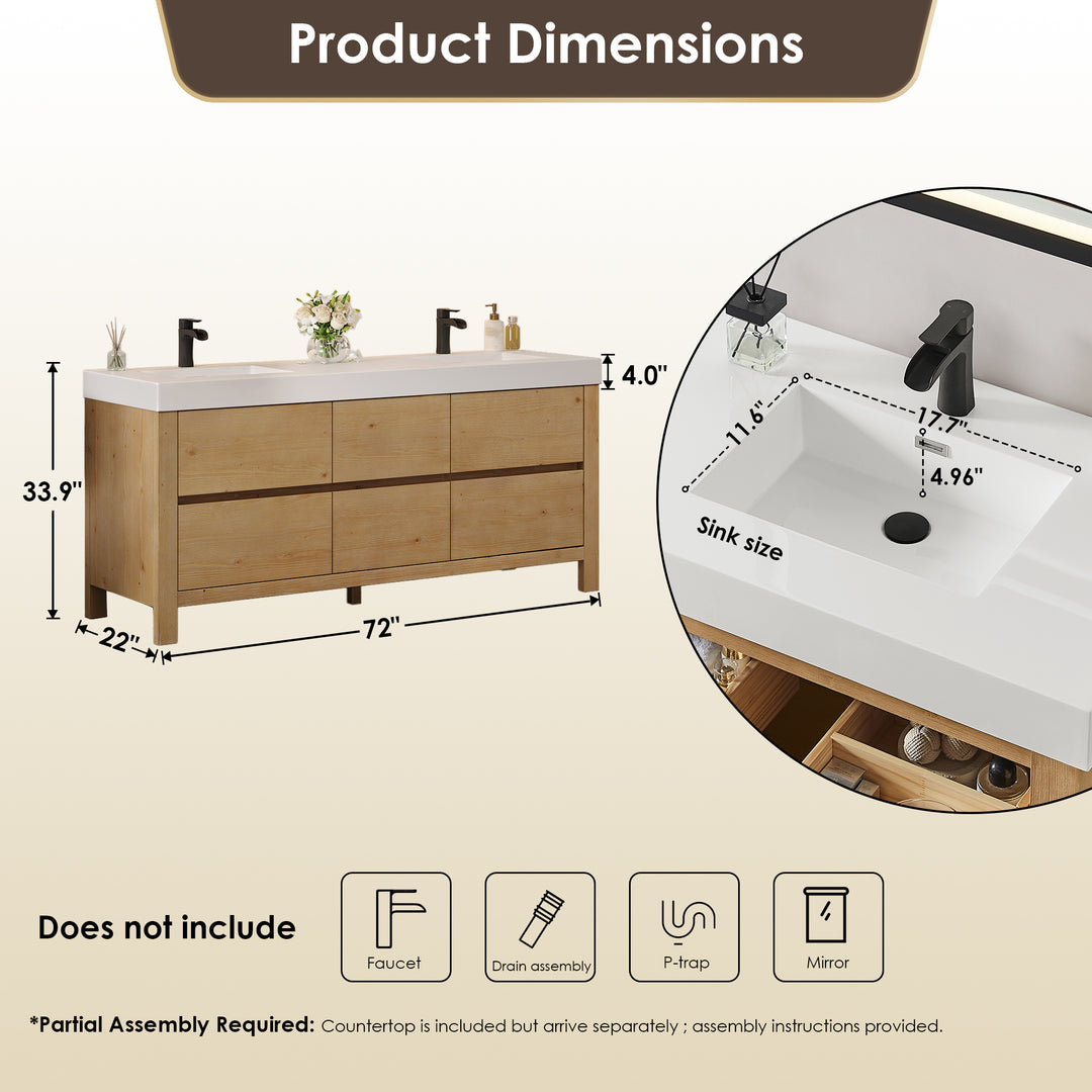Cascadia 72" Double Bathroom Vanity