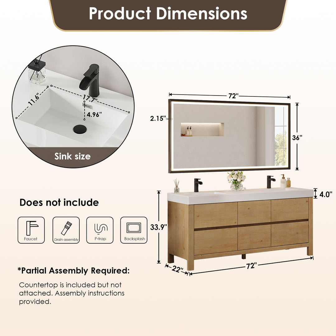 Cascadia 72" Double Bathroom Vanity