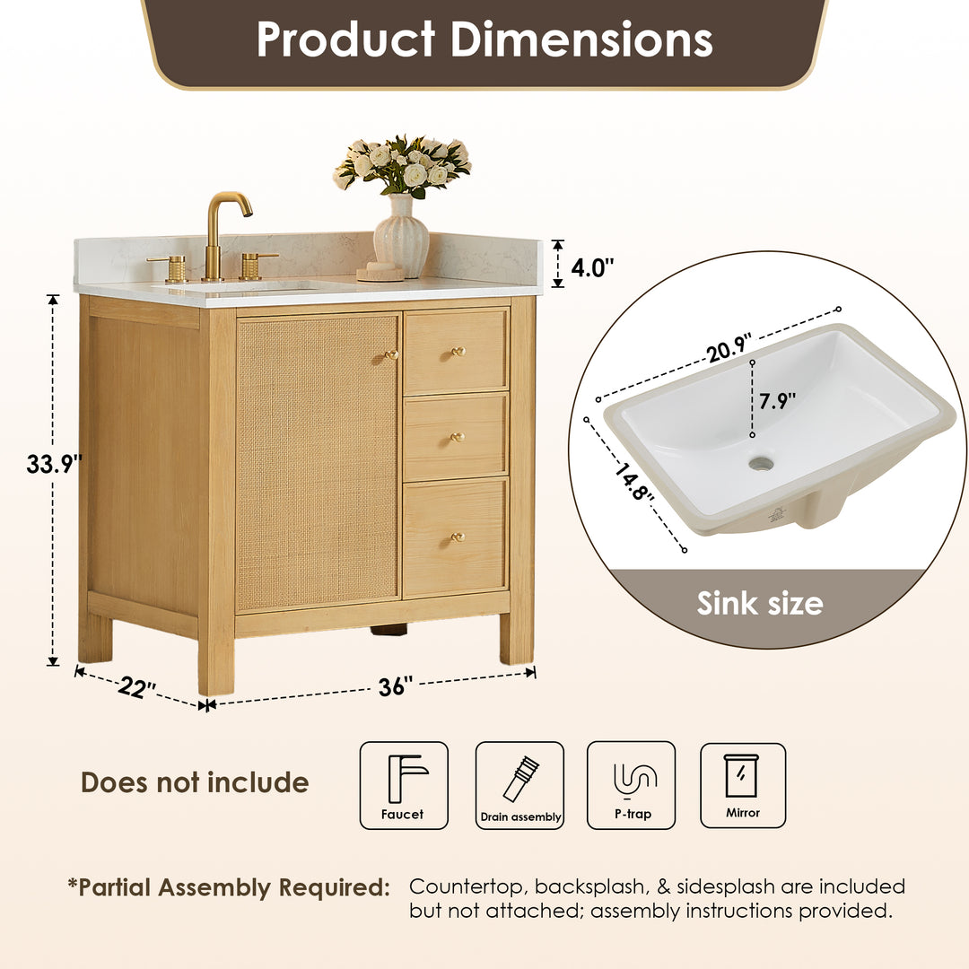 Cedar 36" Single Bathroom Vanity