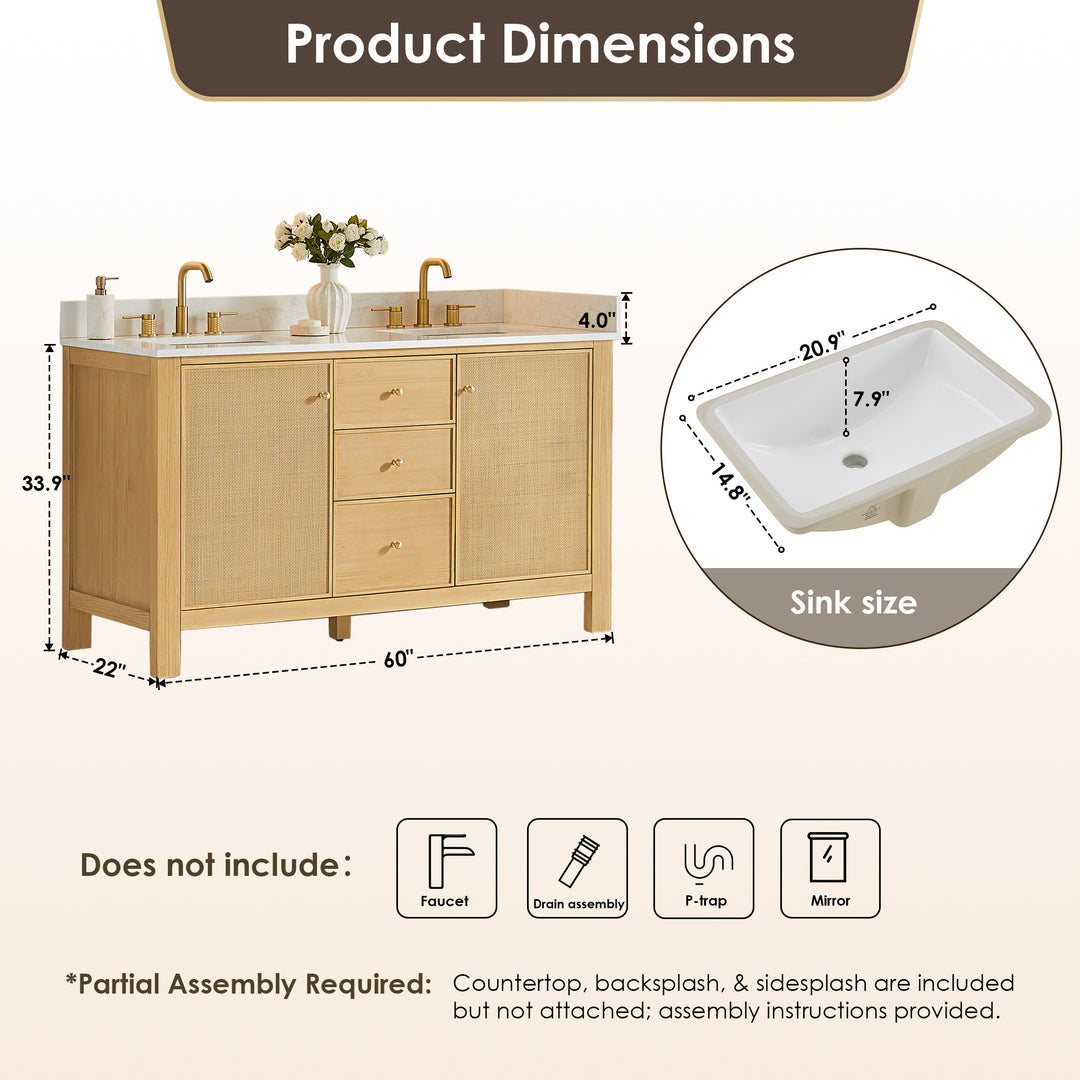 Cedar 60" Double Bathroom Vanity