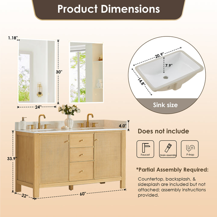 Cedar 60" Double Bathroom Vanity