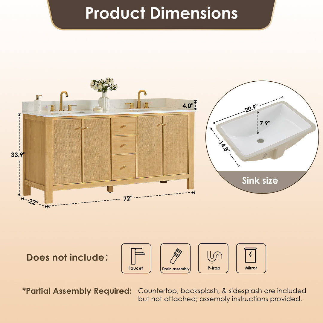 Cedar 72" Double Bathroom Vanity