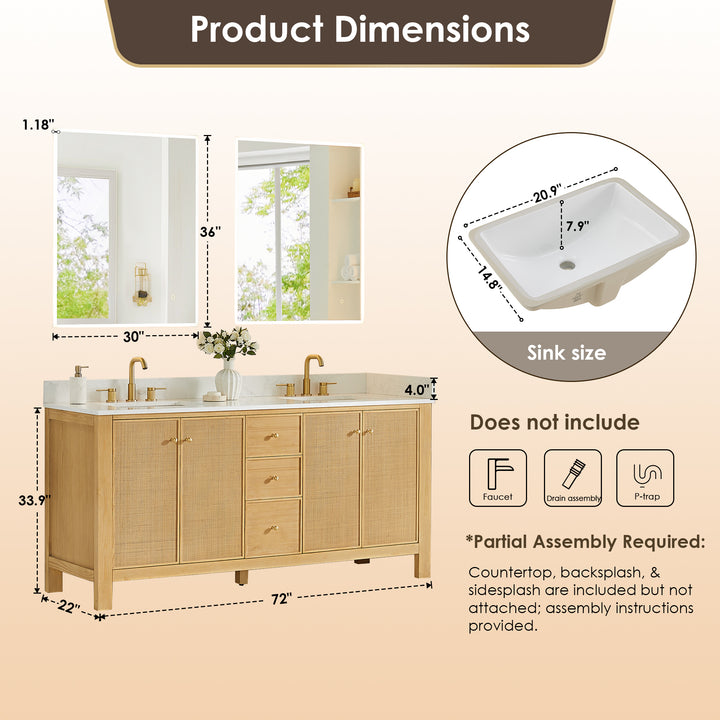 Cedar 72" Double Bathroom Vanity