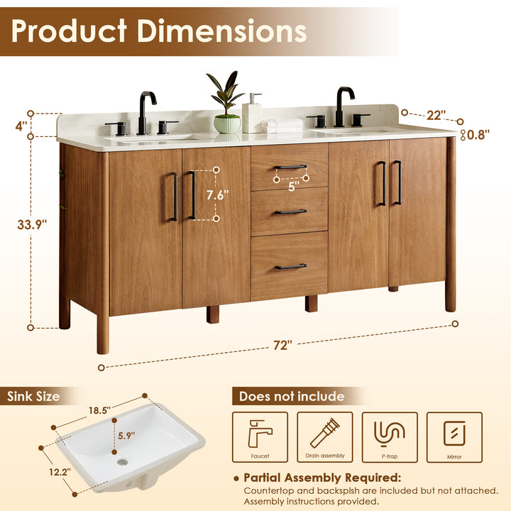 Velora 72" Double Bathroom Vanity
