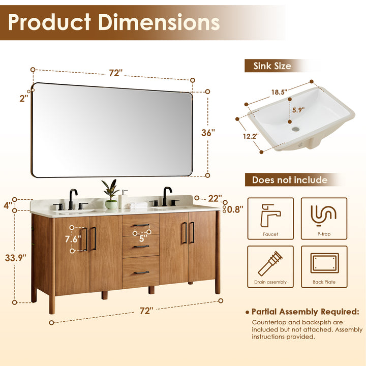 Velora 72" Double Bathroom Vanity