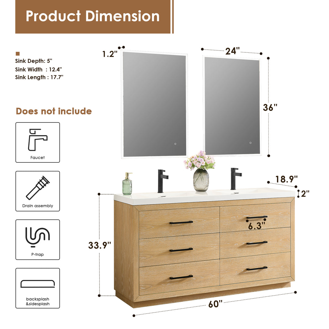 Sigrid 60" Double Bathroom Vanity
