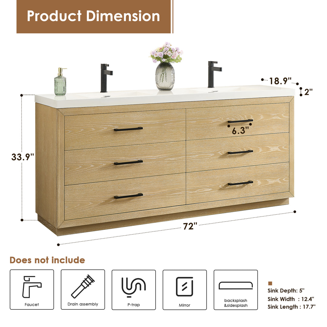 Sigrid 72" Double Bathroom Vanity