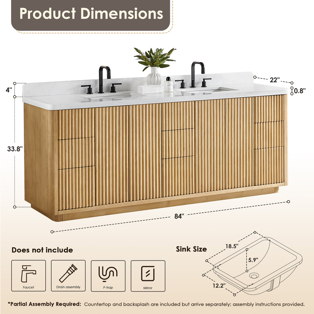 Clayton 84" Double Bathroom Vanity